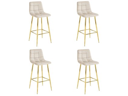 "Barová stolička ARCETO - zamatová béžová / nohy GOLD x 4"