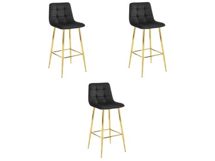 "Barová stolička ARCETO - čierny zamat / ZLATÉ nohy x 3"