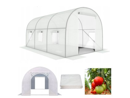 Skleníkový záhradný tunel, 3x2x2 m, viacročný, kovový rám, biela fólia, 2 vchody