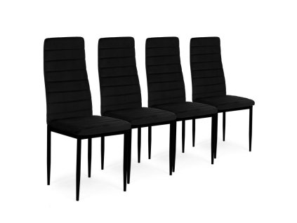 Stoličky s tvarovaným operadlom - BLACK VELVET - sada 4 kusov