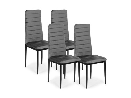 Stoličky s tvarovaným operadlom - GREY VELVET - sada 4 ks