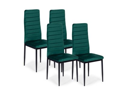 Stoličky s tvarovaným operadlom - GREEN VELVET - sada 4 ks