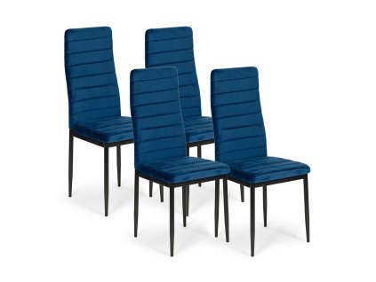Stoličky s tvarovaným operadlom - BLUE VELVET - sada 4 ks