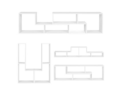 Moderný modulárny geometrický regál na knihy - skrinka so 4 policami