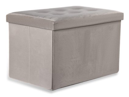 XL skladací puf s gombíkmi - 60x38x38cm zamatová béžová