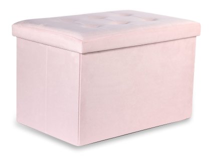 XL skladací puf s gombíkmi - 60x38x38cm zamatová ružová