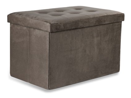 XL skladací puf s gombíkmi - 60x38x38cm zamatová hnedá