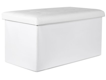 XXL skladací puf s gombíkmi - 80x40x40cm ekokoža biela