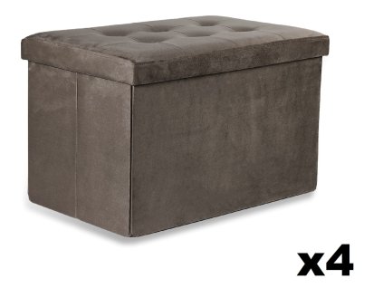 XL skladací puf s gombíkmi - 60x38x38cm zamatová hnedá x 4