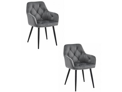 Stolička JORK - tmavosivý zamat / čierne nohy x 2