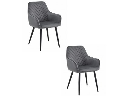 Kreslo NANA - tmavosivý zamat / čierne nohy x 2