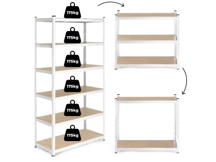 Skladovací regál 222x110x50 cm pozinkovaná oceľ, 6 políc, nosnosť 1050 kg