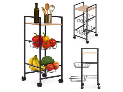 Mobilná policová skriňa s 2 košíkmi a policovým organizérom na kolieskach