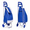 Nákupný vozík, 25l taška, na kolieskach, kovový rám, gumové kolesá, modrý