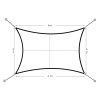 Štvorcová slnečná plachta, 4x4 m, vodotesná strieška, sivá,