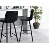 Barová stolička vysoká stolička podnožka zamatová čierna
