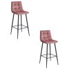 Barová stolička ARCETO - tmavoružový zamat / čierne nohy x 2