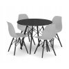 Okrúhla stolová súprava TODI 80 čierna + 4 stoličky OSAKA sivá