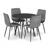 Súprava okrúhleho stola TURIN TODI 80 čierna + 4 stoličky TURIN tmavosivá