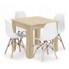Súprava štvorcového stola 80x80 dub sonoma + 4 stoličky OSAKA biela