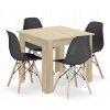 Set štvorcový stôl 80x80 dub sonoma + 4 stoličky OSAKA čierna