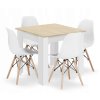 Súprava štvorcového stola 80x80 dub sonoma + 4 stoličky OSAKA biela