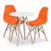 Okrúhly stolový set TODI 60 biely + 2 stoličky OSAKA oranžová