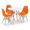 Okrúhly stolový set TODI 80 biely + 3 stoličky OSAKA oranžová