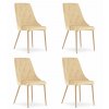 Stolička IMOLA - béžový zamat / nohy vo farbe dreva x 4