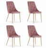 Stolička IMOLA - ružový zamat / nohy vo farbe dreva x 4