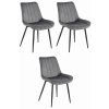 Stolička SOSA - tmavosivý zamat / čierne nohy x 3