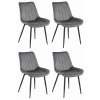 Stolička SOSA - tmavosivý zamat / čierne nohy x 4