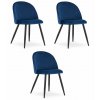 Stolička BELLO - tmavomodrý zamat / čierne nohy x 3