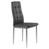 Sada 4 stoličiek do obývačky alebo jedálne, jednoduché prešívané stoličky, chrómové nohy, sivá ekokoža
