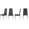 Sada 4 stoličiek do obývačky alebo jedálne, jednoduché prešívané stoličky, chrómové nohy, sivá ekokoža
