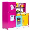 Veľká drevená hracia kuchyňa pre deti Farebná s otváracou chladničkou, rúrou, mikrovlnnou rúrou