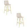 Barová stolička ARCETO - béžový zamat / ZLATÉ nohy x 2