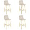 Barová stolička ARCETO - béžový zamat / ZLATÉ nohy x 4