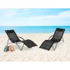 Záhradné ležadlo, polohovateľné kreslo s opierkou hlavy, oceľový rám, čierna farba,