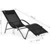 Záhradné ležadlo, polohovateľné kreslo s opierkou hlavy, oceľový rám, čierna farba,