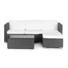 Súprava záhradného nábytku s povrchovou úpravou pripomínajúcou ratan - modulárna rohová sedačka a stôl sivá