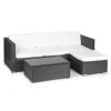 Súprava záhradného nábytku s povrchovou úpravou pripomínajúcou ratan - modulárna rohová sedačka a stôl sivá