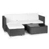 Súprava záhradného nábytku s povrchovou úpravou pripomínajúcou ratan - modulárna rohová sedačka a stôl sivá