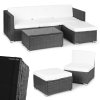 Súprava záhradného nábytku s povrchovou úpravou pripomínajúcou ratan - modulárna rohová sedačka a stôl sivá