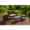 Súprava záhradného nábytku s povrchovou úpravou pripomínajúcou ratan - lavica, stôl, stoličky hnedá