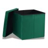 Skladací puf L s gombíkmi - 38x38x38cm zamatovo zelený