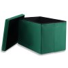 XL skladací puf s gombíkmi - 60x38x38cm zamatovo zelený