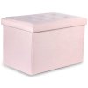 XL skladací puf s gombíkmi - 60x38x38cm zamatová ružová