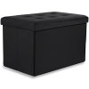 XL skladací puf s gombíkmi - 60x38x38cm zamatová čierna x 4
