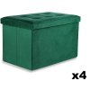 XL skladací puf s gombíkmi - 60x38x38cm zamatovo zelený x 4
